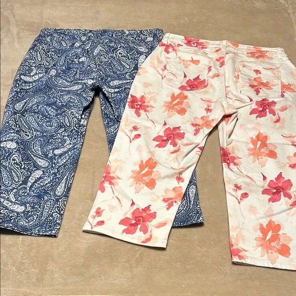 Two pair printed denim capris - Picture 3 of 5